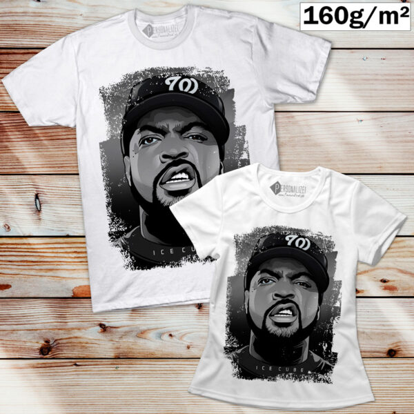 T-shirt Ice Cube Branca manga curta homem mulher criança