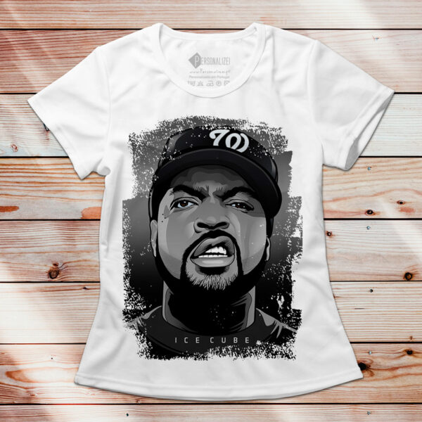 T-shirt Ice Cube Branca manga curta para senhora