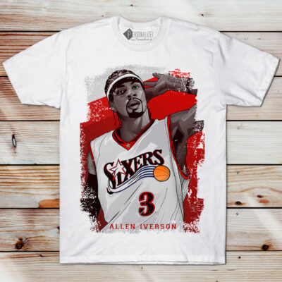 T-shirt Allen Iverson 3 Sixers NBA manga curta unisex