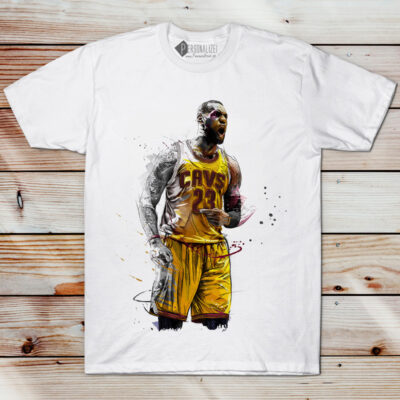 T-shirt LeBron James 23 Cleveland Cavaliers NBA manga curta unisex