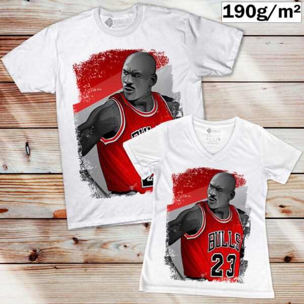 T-shirt Michael Jordan 23 Chicago Bulls NBA manga curta branca