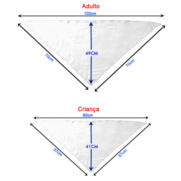 Lenço triangular para sublimação criança e adulto tamanhos