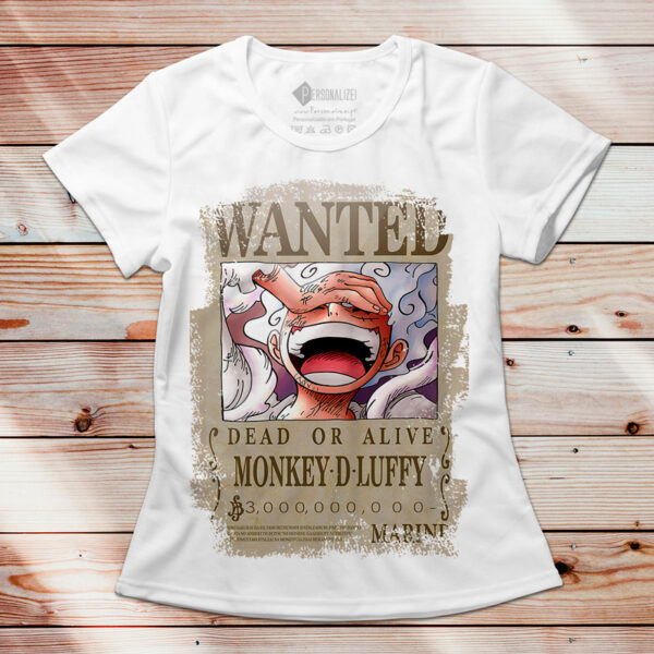 T-shirt Luffy Modo Nika Deus Wanted Anime One Piece tee feminina