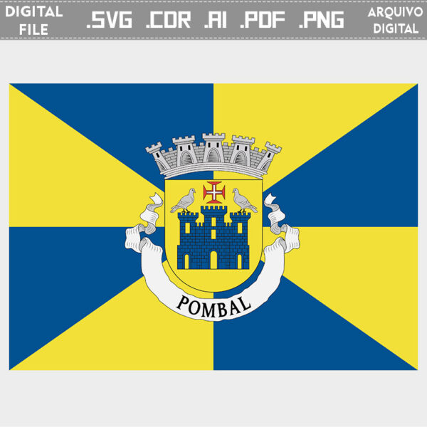 Vector bandeira Pombal cidade brasão flag cdr ai svg pdf png comprar em Portugal