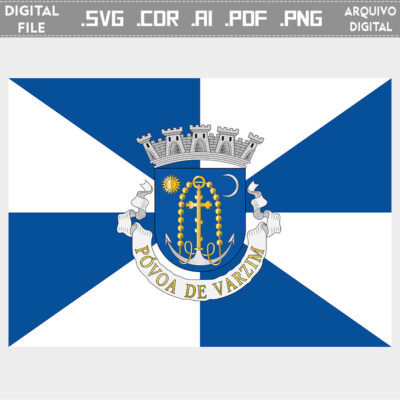 Vector bandeira Póvoa de Varzim cidade brasão flag cdr ai svg pdf png ficheiro para editar