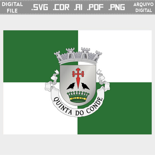 Vector bandeira Quinta do Conde freguesia brasão flag cdr ai svg pdf png comprar baixar