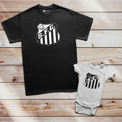 T-shirt/Body Santos Futebol Clube Homem Criança Mulher preta e branca