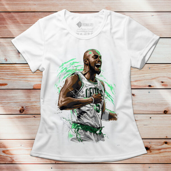 T-shirt Kevin Garnett 5 Celtics NBA manga curta feminina