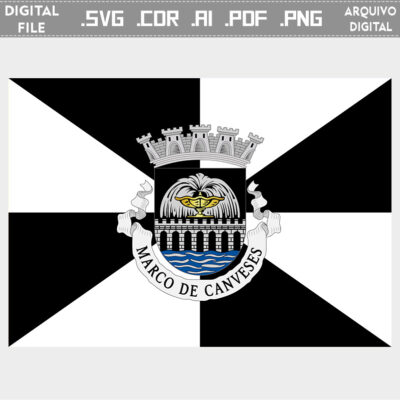 Vector bandeira Marco de Canaveses cidade brasão flag cdr ai svg pdf png download sacar ficheiro editavel