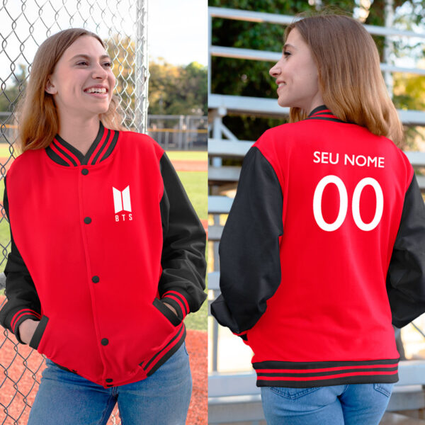 Casaco BTS Universitário/Baseball Bangtan Boys Unisex vermelho para fãs em Portugal kpop