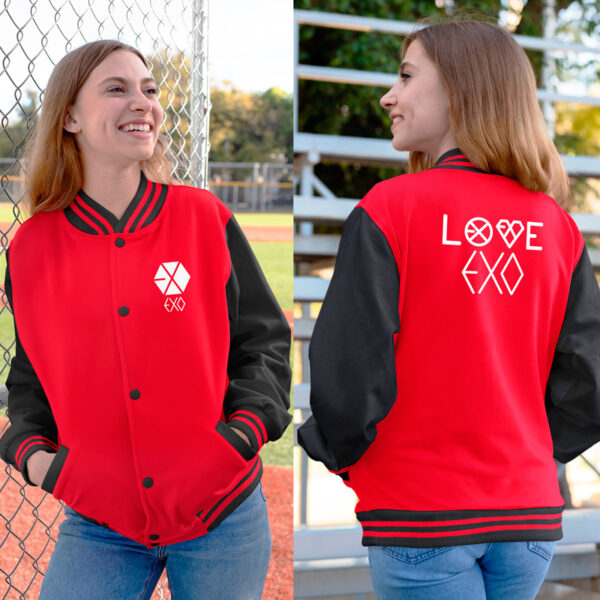 Casaco Love EXO XOXO Universitário/Baseball Unisex com logo banda