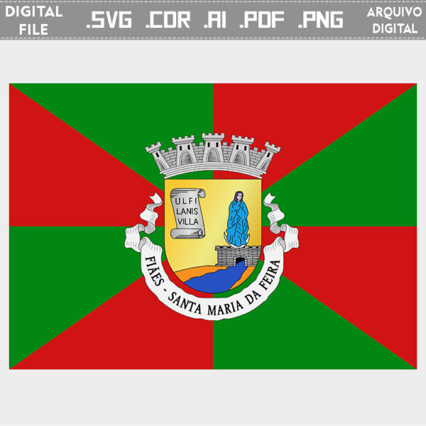 Vector bandeira Fiães cidade brasão flag cdr ai svg pdf png comprar ficheiro