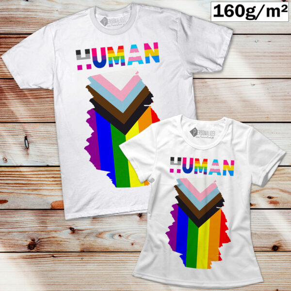 T-shirt Human LGBTQ+ Progresso Orgulho Gay flag comprar tee