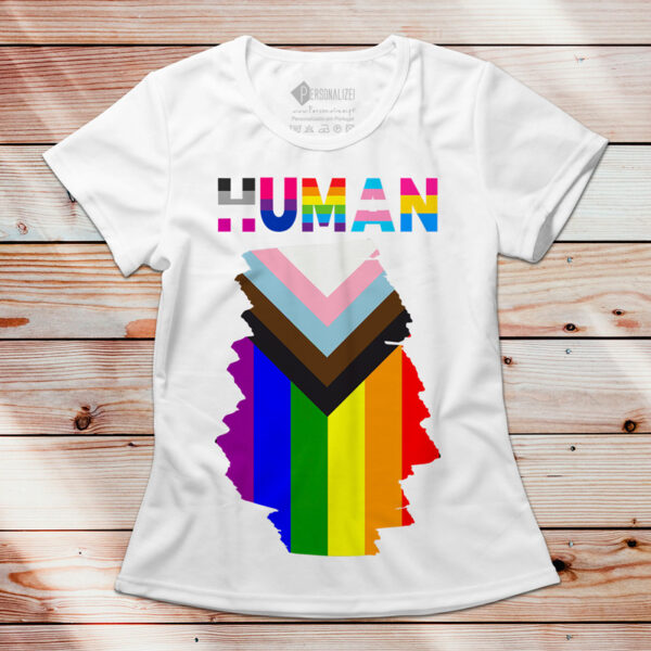 T-shirt Human LGBTQ+ Progresso Orgulho Gay flag feminina