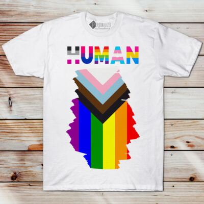 T-shirt Human LGBTQ+ Progresso Orgulho Gay flag comprar