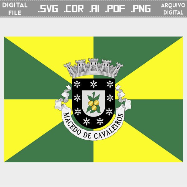 Vector bandeira Macedo de Cavaleiros cidade brasão flag cdr ai svg pdf png comprar ficheiro