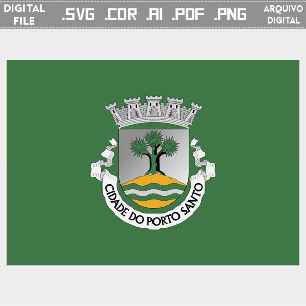 Vector bandeira Porto Santo Ilha/Município brasão flag cdr ai svg pdf png heraldica download sacar vetorial