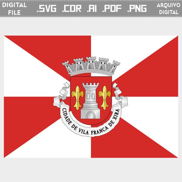 Vector bandeira Vila Franca de Xira cidade brasão flag cdr ai svg pdf png comprar ficheiro