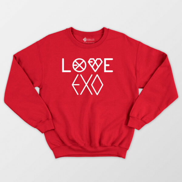 Sweatshirt Love EXO XOXO K-Pop unisex moletom vermelho