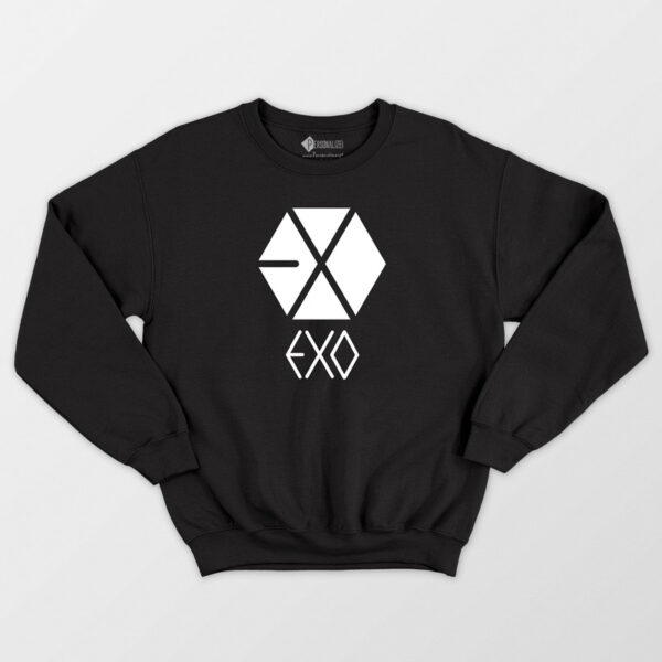 Sweatshirt EXO Logo Tee K-Pop Banda unisex preto em Portugal