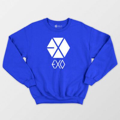 Sweatshirt EXO Logo Tee K-Pop Banda unisex moletom azul