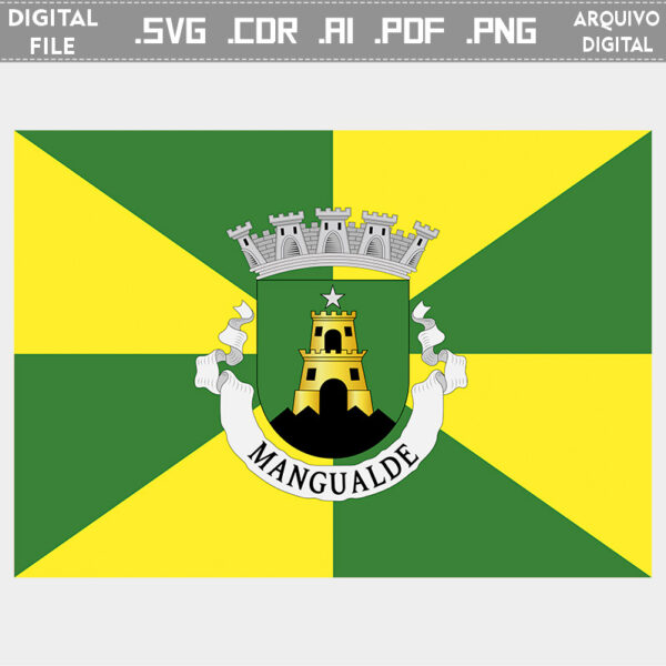 Vector bandeira Mangualde cidade brasão flag cdr ai svg pdf png download ficheiro digital imprimir