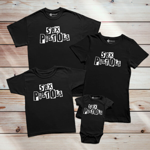 T-shirt Sex Pistols Banda conjunto família roupas personalizadas