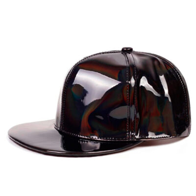 Chapéu Holográfico Preto Brilhante Snapback Pala Reta Regulável comprar em Portugal