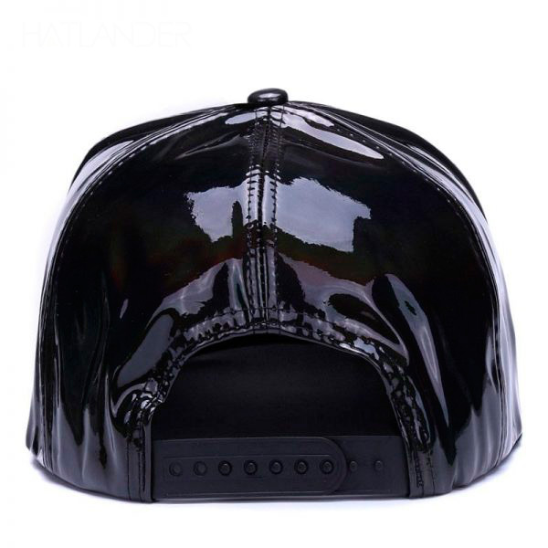 Chapéu Holográfico Preto Brilhante Snapback Pala Reta Regulável hat