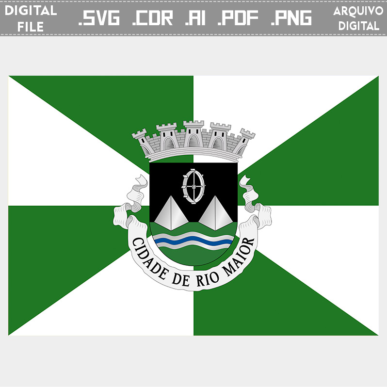 Vector bandeira Rio Maior cidade brasão flag cdr ai svg pdf png comprar em Portugal para edição