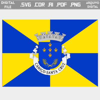 Vector bandeira Caniço cidade brasão flag cdr ai svg pdf png Santa Cruz heraldica para imprimir download brasão