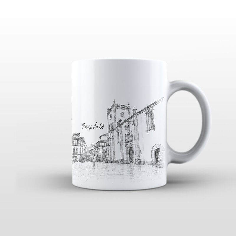 Caneca Castelo de Bragança e Praça da Sé canecas personalizadas em Portugal
