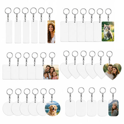 Porta-Chaves para Sublimação em Alumínio Branco sublimável em ambos os lados