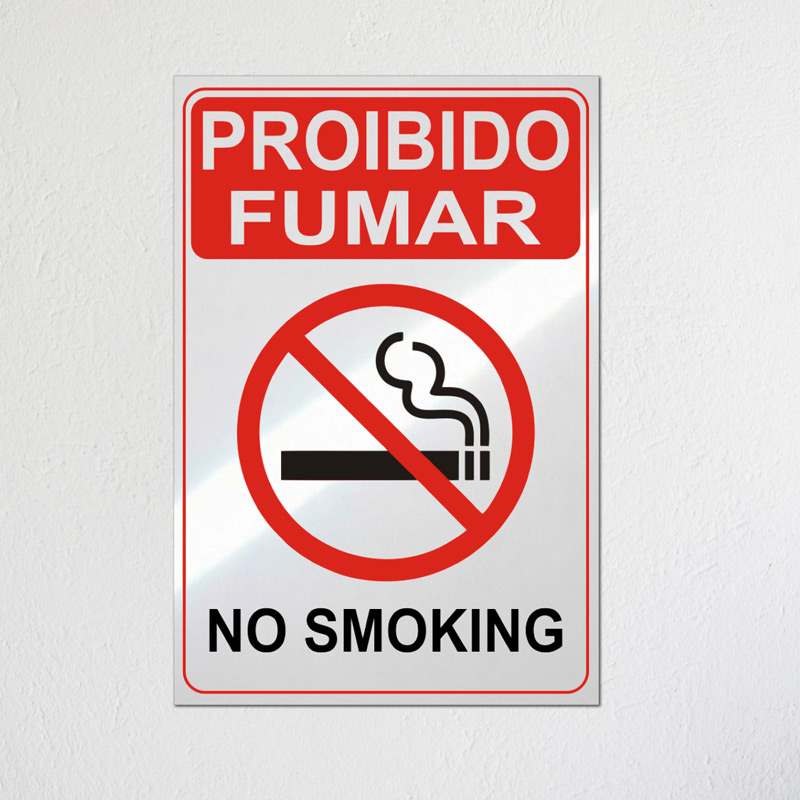 Sinal Proibido Fumar Sinalética em chapa de alumínio comprar para restaurantes e bares